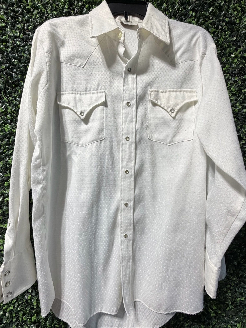 Vintage 70s Stockman by PMC White Pearl Snap Western Shirt Mens Medium USA Made